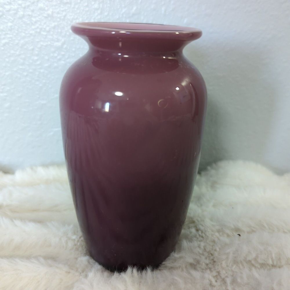 Laslo For Mikasa Art Cased Glass Purple Vase Vintage Mid Century Unsigned 5.25"